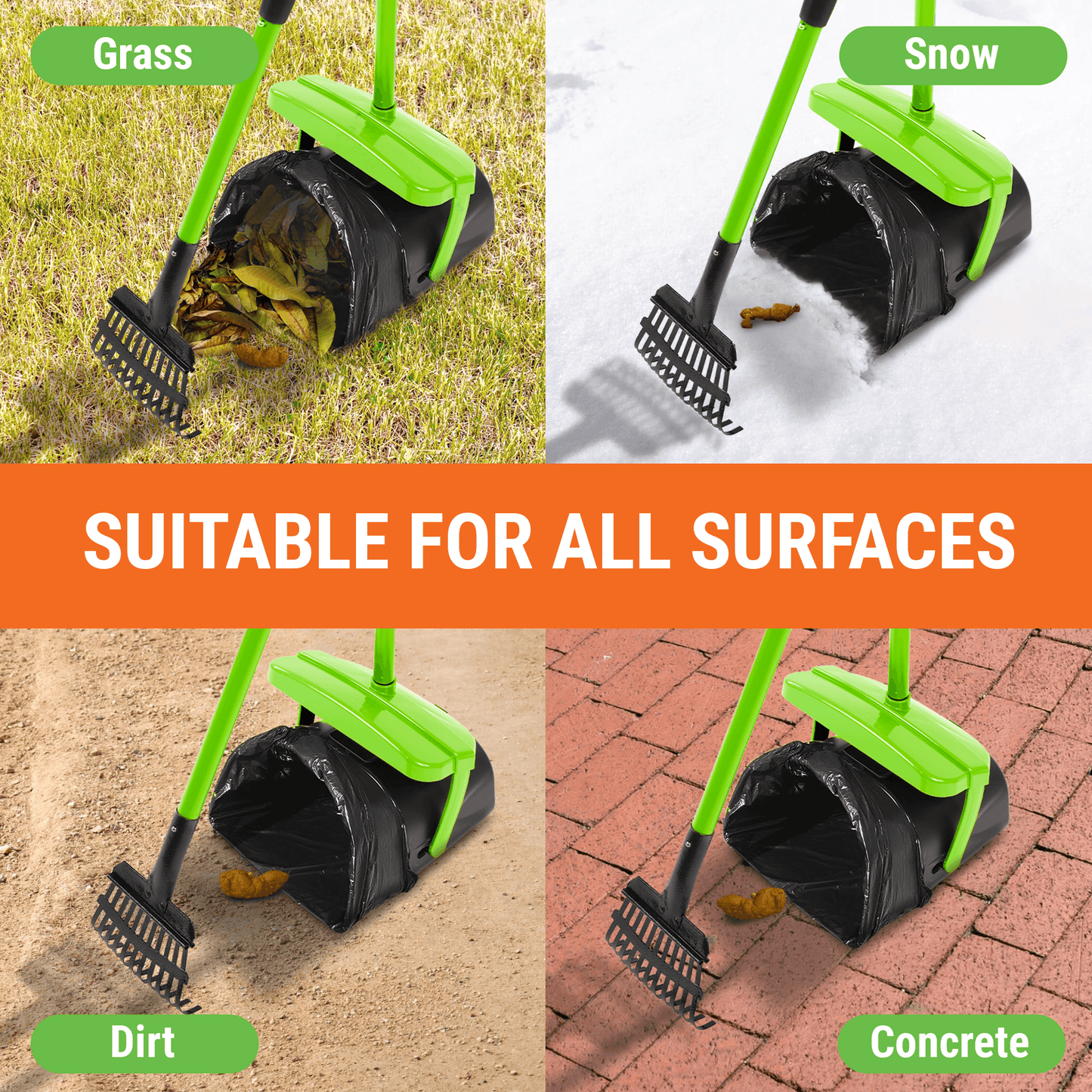 Pupzle Dog Pooper Scooper with Bags, Heavy Duty Metal Poop Scooper