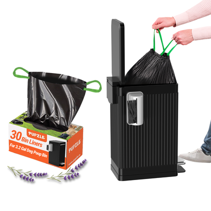 Pupzle Dog Poop Bin Liners, 3.2 Gal Trash Can Liners for Large Slim Trash Can, Durable and Leakproof, 30 Bags