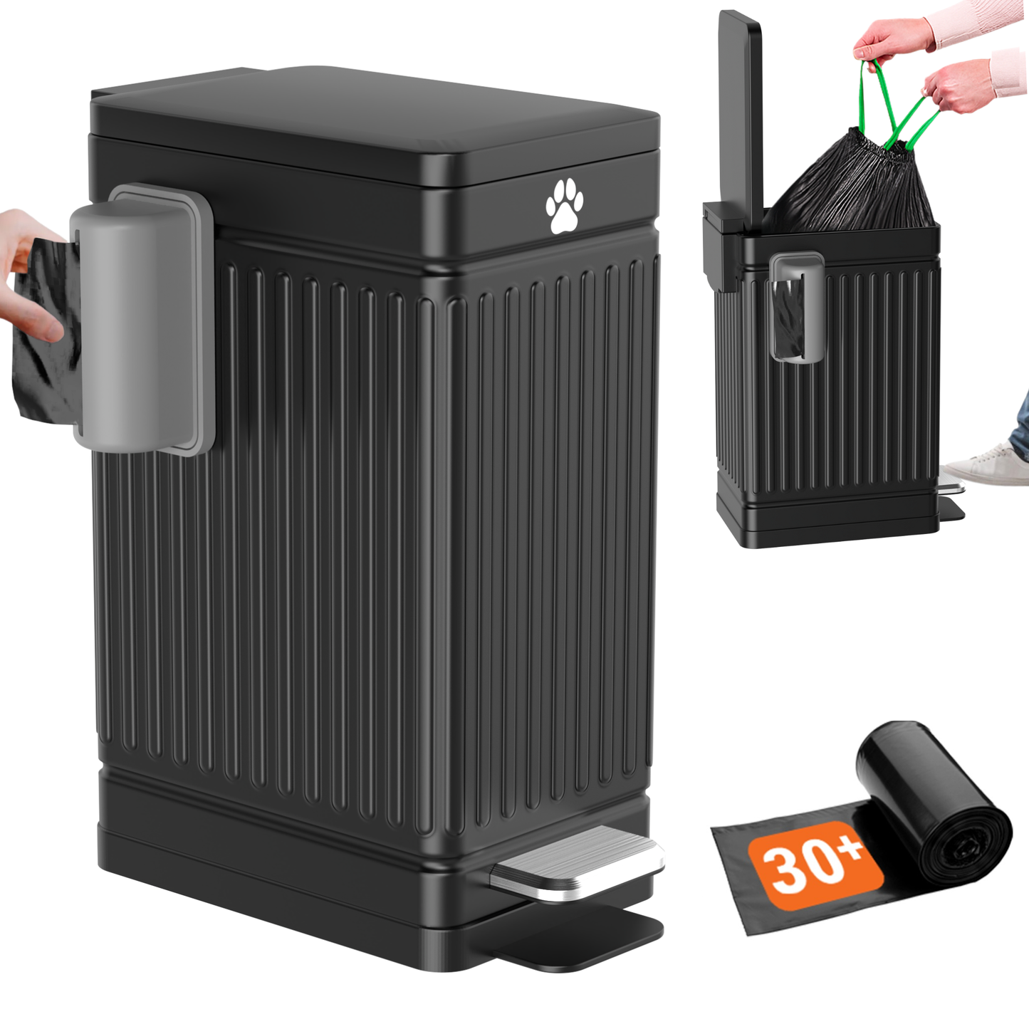 Large Dog Poop Trash Can for Outdoors, 3.2 Gal Metal Outdoor Trash Can with Lid for Dog Poop, Dog Waste Container with Pedal, Dog Poop Garbage Can, Dog Poop Trash Can, Backyard Odor Control