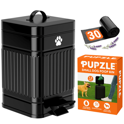 Small Dog Poop Trash Can Outside, 1.3 Gal Metal Small Outdoor Trash Can with Lid for Dog Poop, Dog Waste Container with Pedal