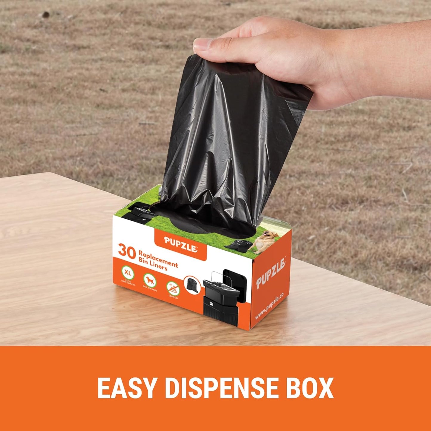 Pupzle Dog Poop Bin Liners, 1.3 Gal Trash Can Liners for Small Square Trash Can, Durable and Leakproof, 30 Bags
