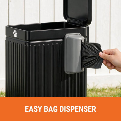 Large Dog Poop Trash Can for Outdoors, 3.2 Gal Metal Outdoor Trash Can with Lid for Dog Poop, Dog Waste Container with Pedal, Dog Poop Garbage Can, Dog Poop Trash Can, Backyard Odor Control