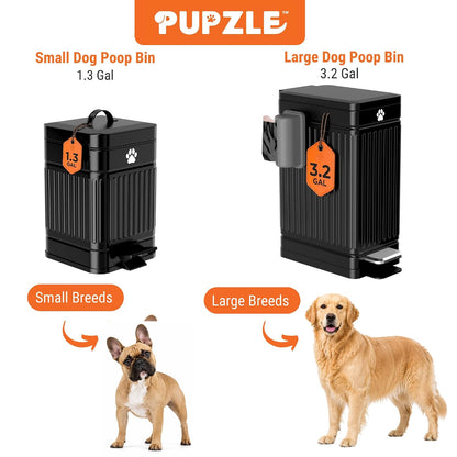 Small Dog Poop Trash Can Outside, 1.3 Gal Metal Small Outdoor Trash Can with Lid for Dog Poop, Dog Waste Container with Pedal