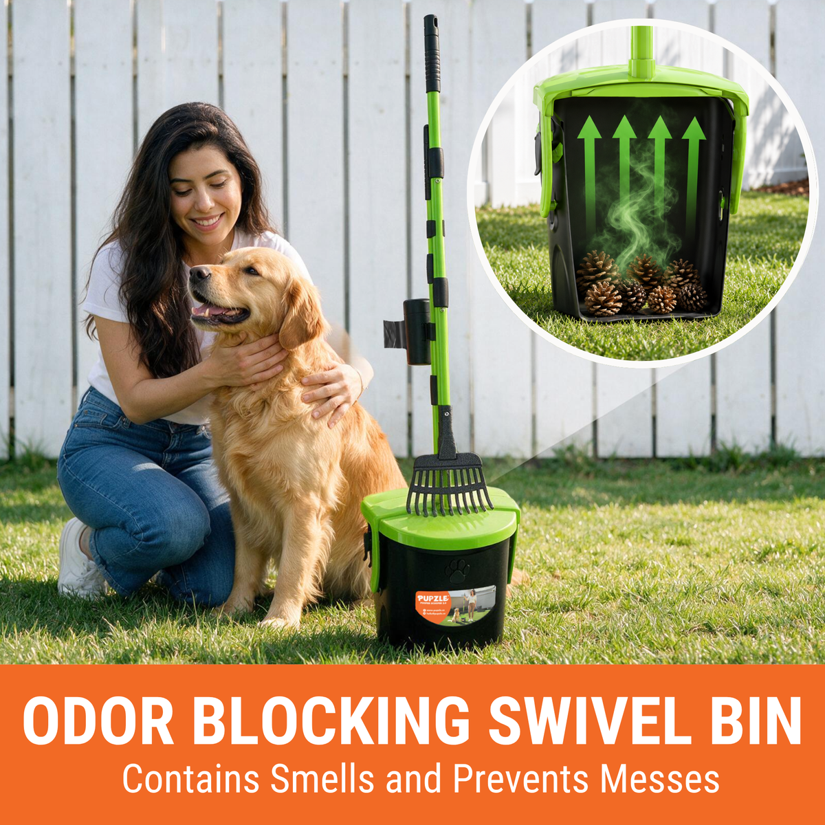 Pupzle Dog Pooper Scooper, Heavy Duty Metal, 100 Bags