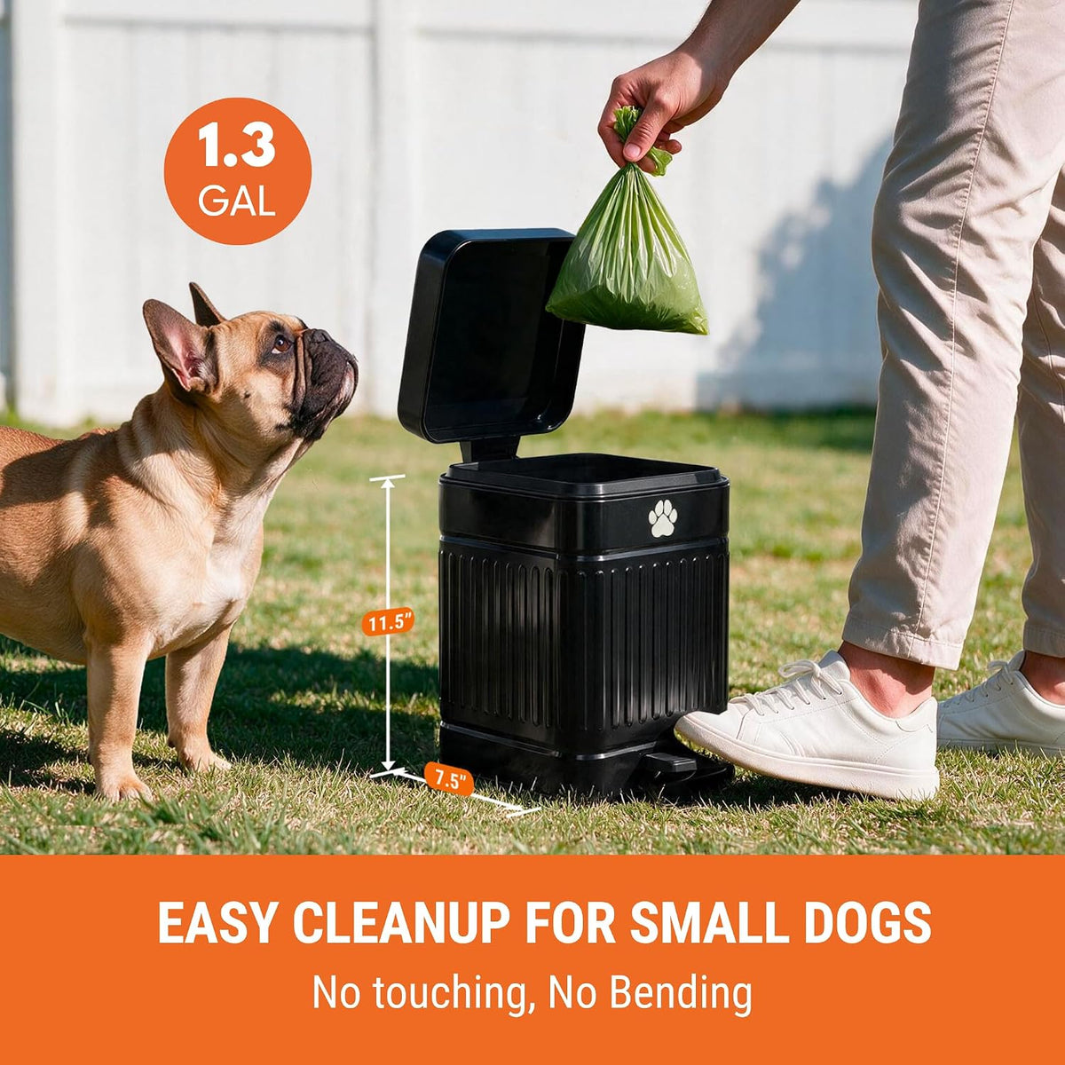 Small Dog Poop Trash Can Outside, 1.3 Gal Metal Small Outdoor Trash Can with Lid for Dog Poop, Dog Waste Container with Pedal