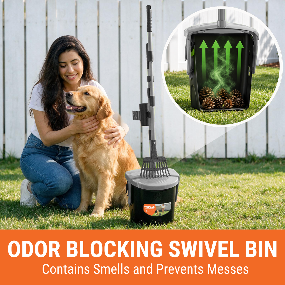 Pupzle Dog Pooper Scooper, Heavy Duty Metal, 100 Bags