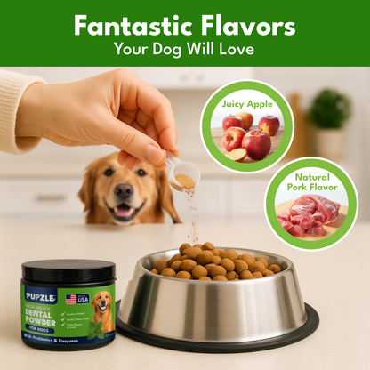 Pupzle Dog Dental Powder for Teeth Cleaning, Fresh Breath, Plaque & Tartar Removal