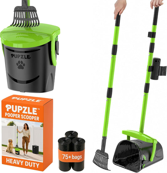 Pupzle Dog Pooper Scooper, Heavy Duty Metal, 100 Bags