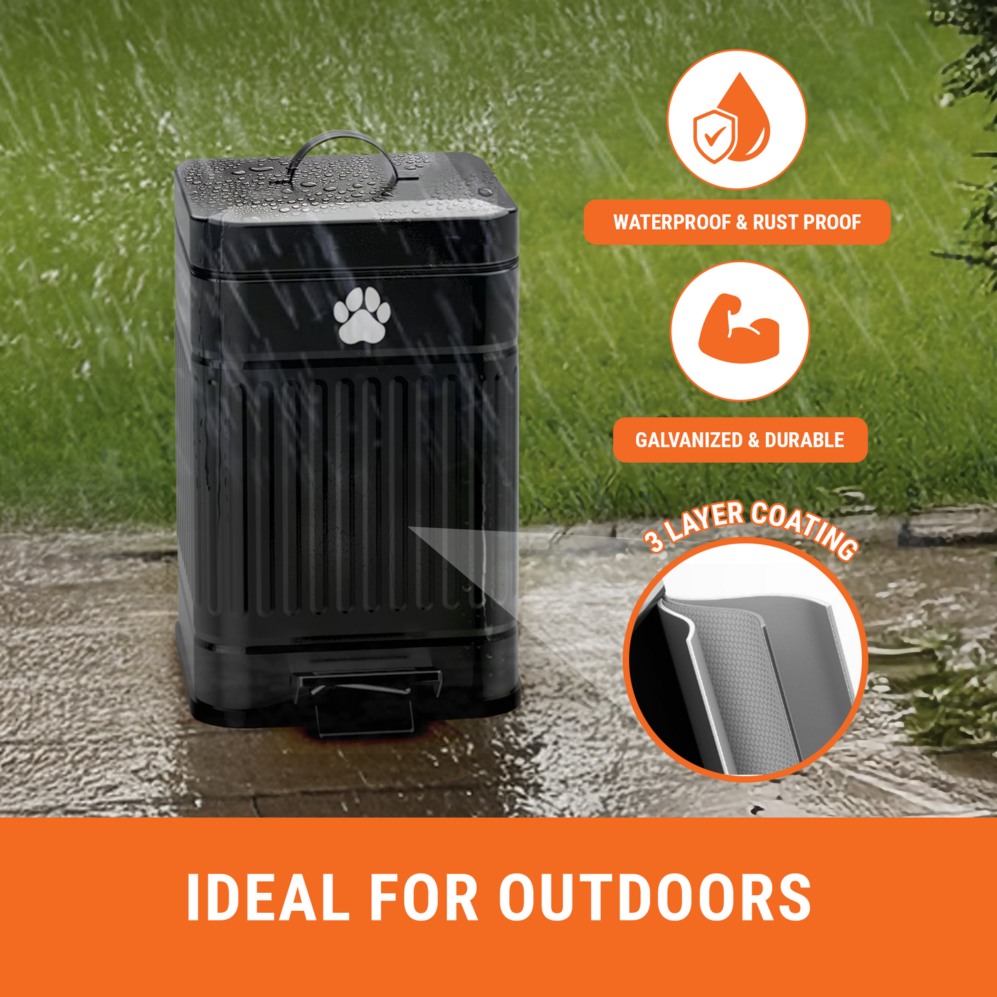 Small Dog Poop Trash Can Outside, 1.3 Gal Metal Small Outdoor Trash Can with Lid for Dog Poop, Dog Waste Container with Pedal