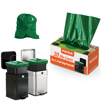 Pupzle Dog Poop Bin Liners, 1.3 Gal Trash Can Liners for Small Square Trash Can, Durable and Leakproof, 30 Bags