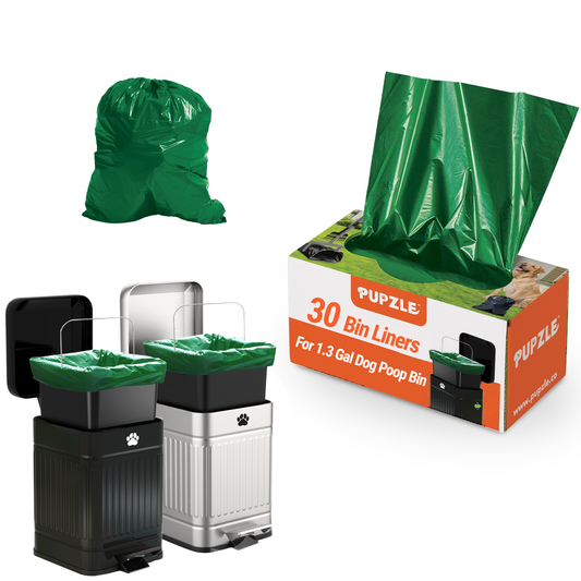 Pupzle Dog Poop Bin Liners, 1.3 Gal Trash Can Liners for Small Square Trash Can, Durable and Leakproof, 30 Bags