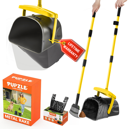 Pupzle Dog Pooper Scooper with Bags, Heavy Duty Metal Poop Scooper