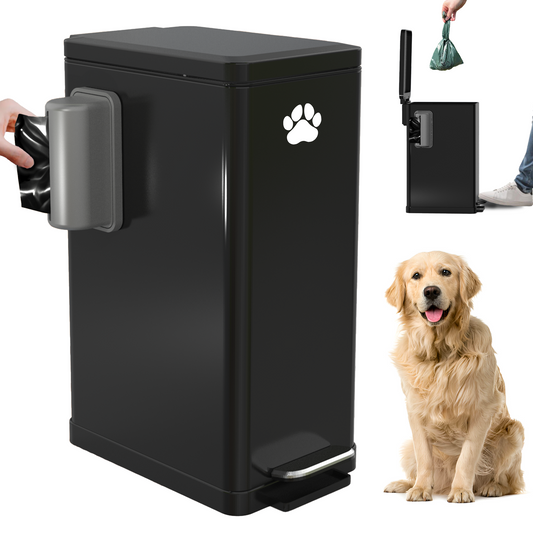 Large Dog Poop Trash Can for Outdoors, 3.2 Gal Metal Outdoor Trash Can with Lid for Dog Poop, Dog Waste Container with Pedal, Dog Poop Garbage Can, Dog Poop Trash Can, Backyard Odor Control