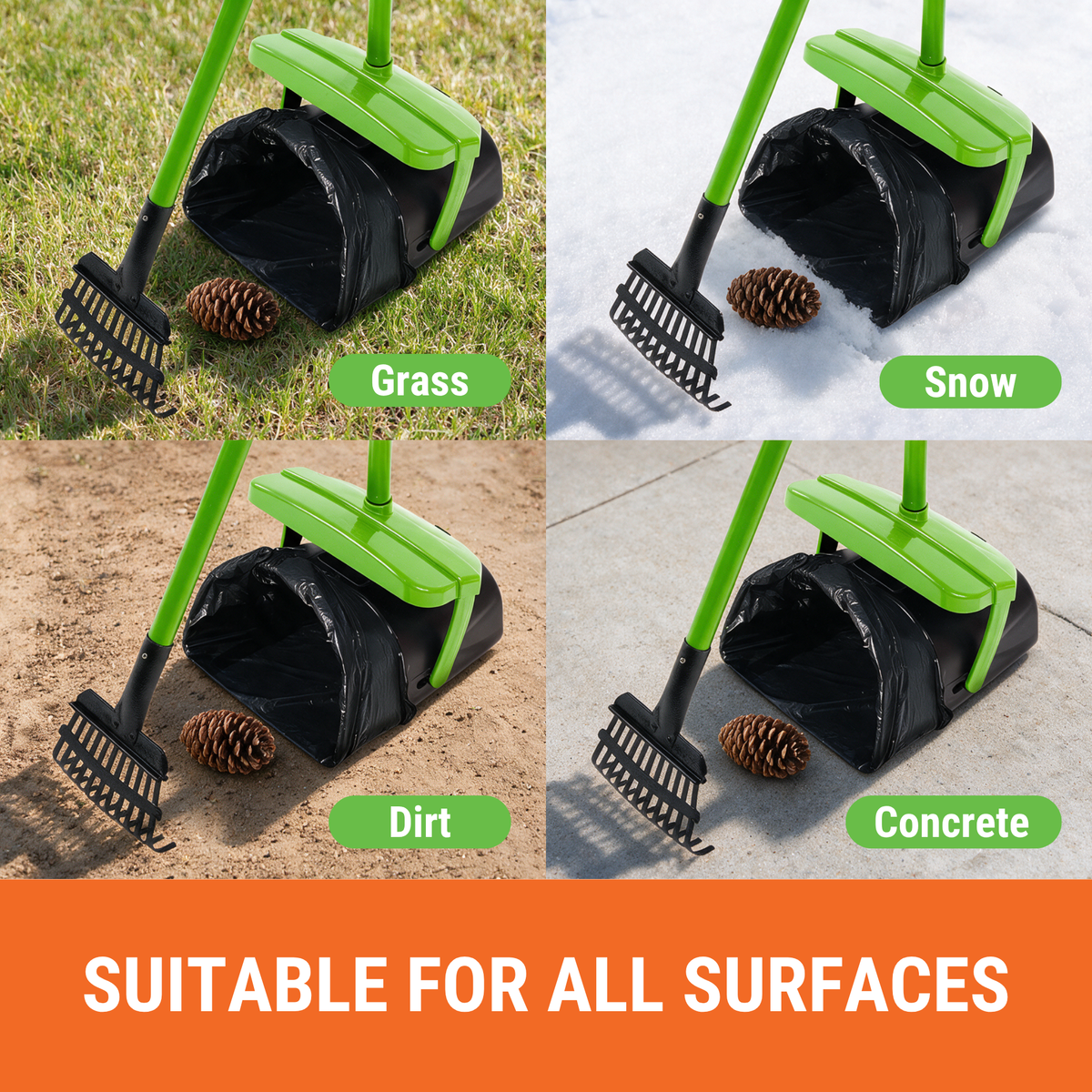 Pupzle Dog Pooper Scooper, Heavy Duty Metal, 100 Bags