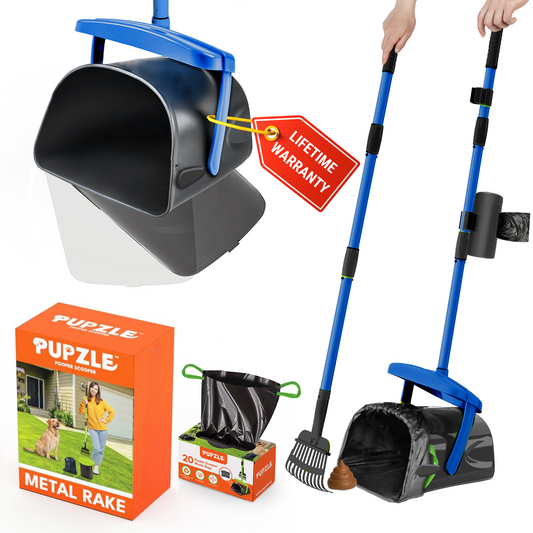 Pupzle Dog Pooper Scooper with Bags, Heavy Duty Metal Poop Scooper
